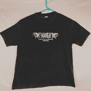 FMCZ TShirt Womens XL Acid Wash Black Cotton Thought Graphic Back Short Sleeve